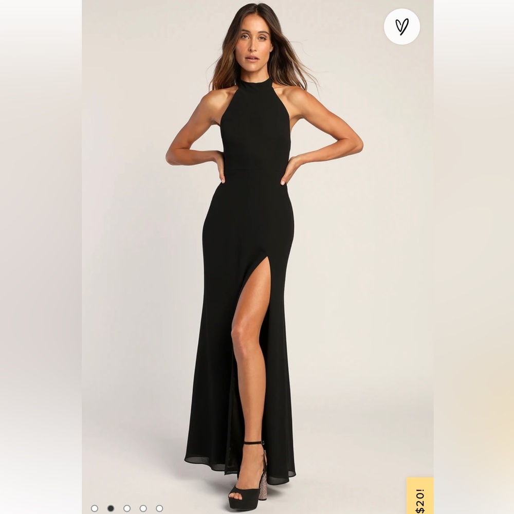 Captured Your Heart Black Halter Maxi Dress